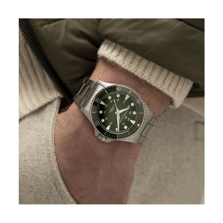 HAMILTON Khaki Navy Scuba Auto Silver Stainless Steel Bracelet