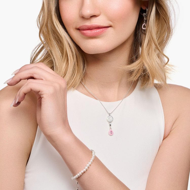 THOMAS SABO Silver Charm Pendant Pink Drop