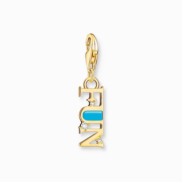 THOMAS SABO Silver Charm Pendant Fun with White Stones Gold Plated