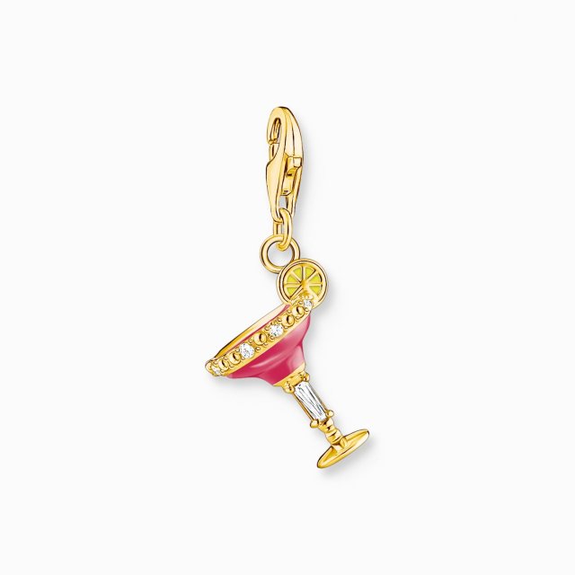 THOMAS SABO Silver Charm Pendant Red Cocktail Glass Gold Plated