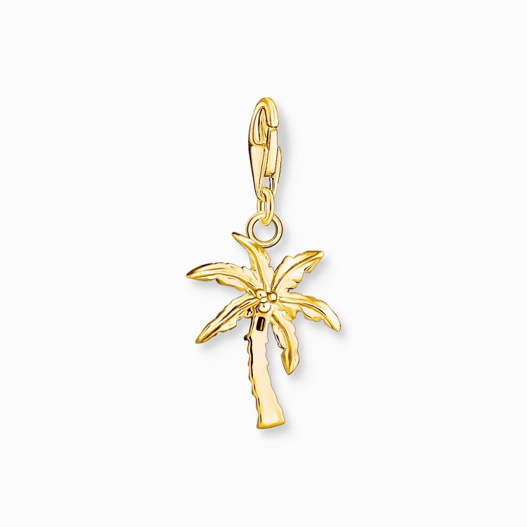 THOMAS SABO Silver Charm Pendant Colourful Palm Tree Gold Plated