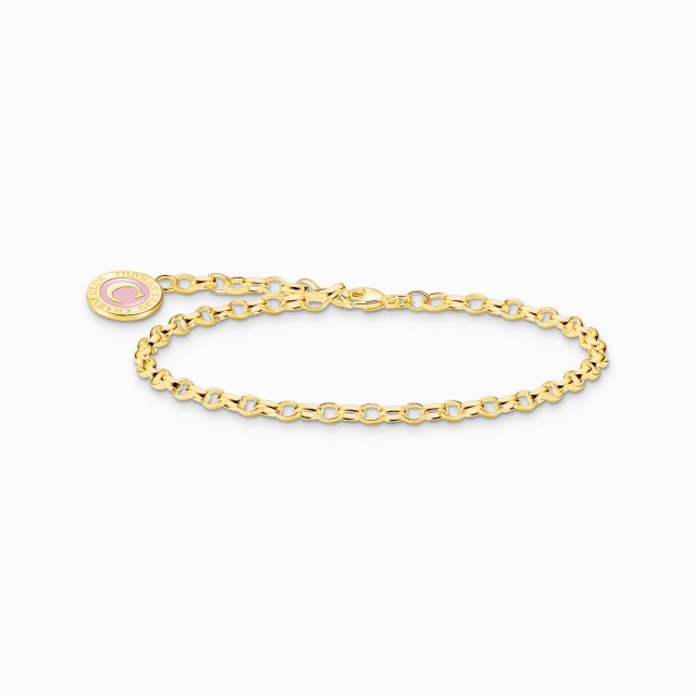 THOMAS SABO Silver Member Charm Bracelet with Pink Charmista Coin Gold Plated