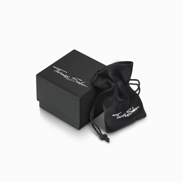 THOMAS SABO Silver Blackend Band Ring with Rhombus Pattern and Zirconia