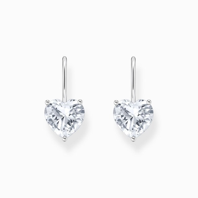 THOMAS SABO Silver Earrings with White Heart-Shaped Zirconia