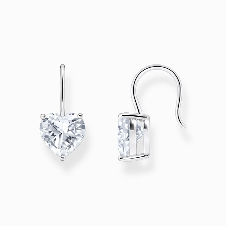 THOMAS SABO Silver Earrings with White Heart-Shaped Zirconia