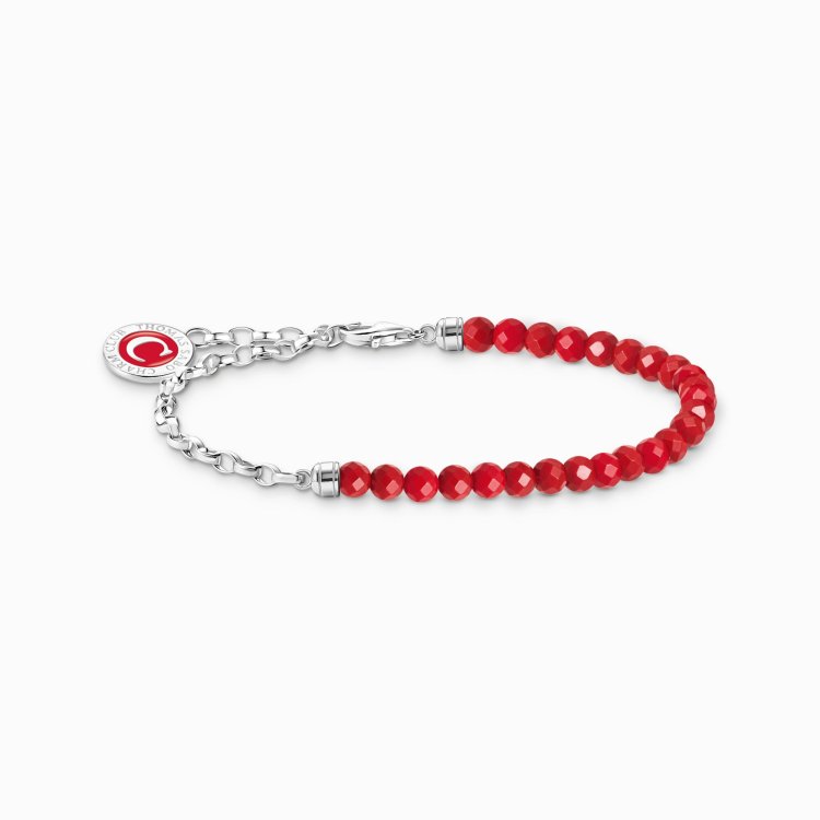 THOMAS SABO Silver Member Charm Bracelet with Red Beads 