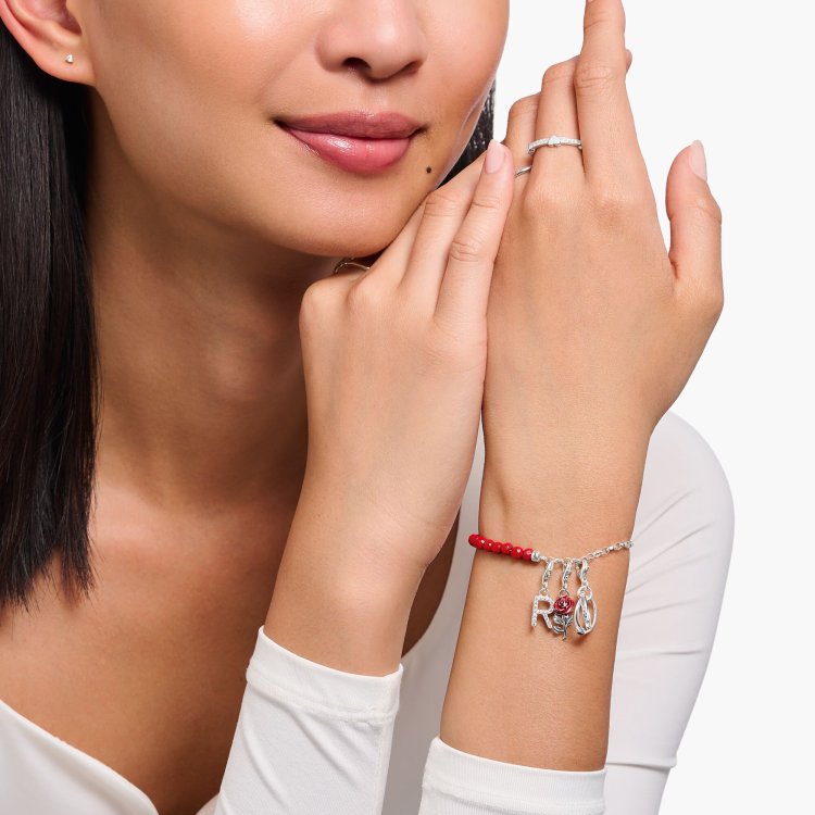 THOMAS SABO Silver Member Charm Bracelet with Red Beads 