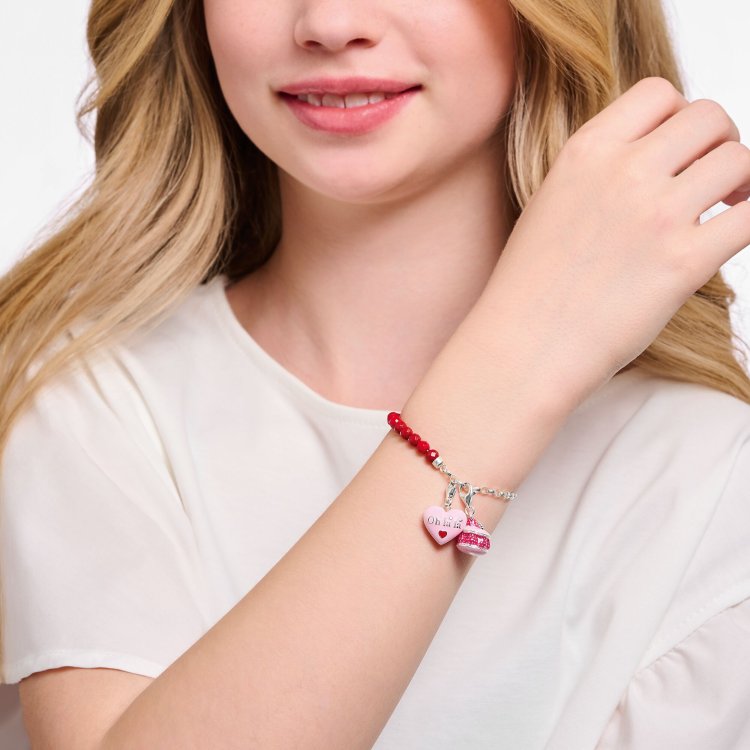 THOMAS SABO Silver Member Charm Bracelet with Red Beads 