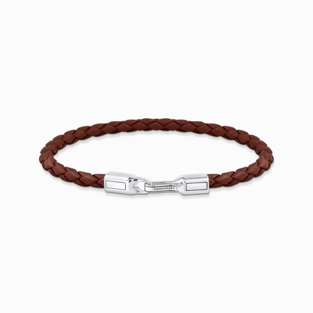THOMAS SABO Silver Bracelet with Braided, Brown Leather 
