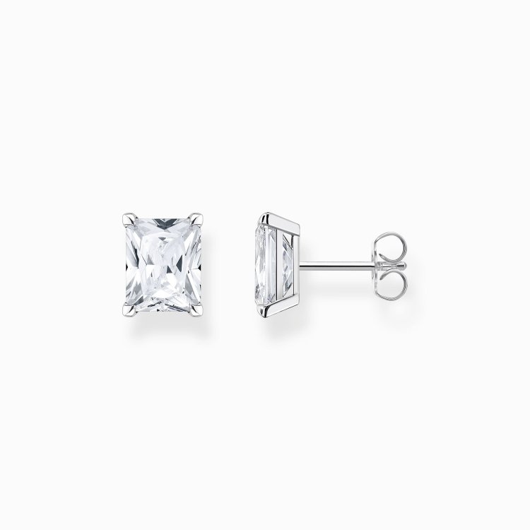 THOMAS SABO Silver Ear Studs with White Stone
