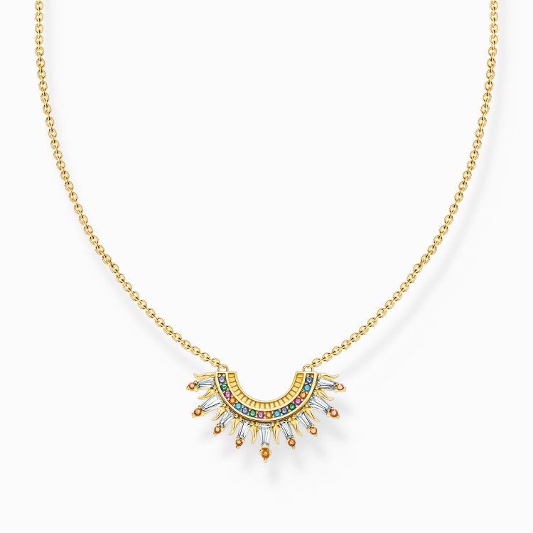 THOMAS SABO Gold-Plated Necklace with Sun Beams and Colourful Stones
