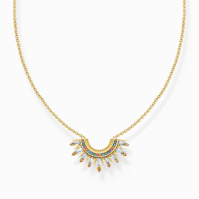 THOMAS SABO Gold-Plated Necklace with Sun Beams and Colourful Stones