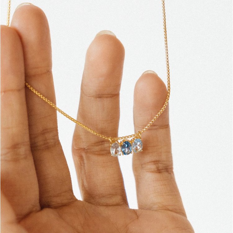 24KAE Necklace with Colored Stones