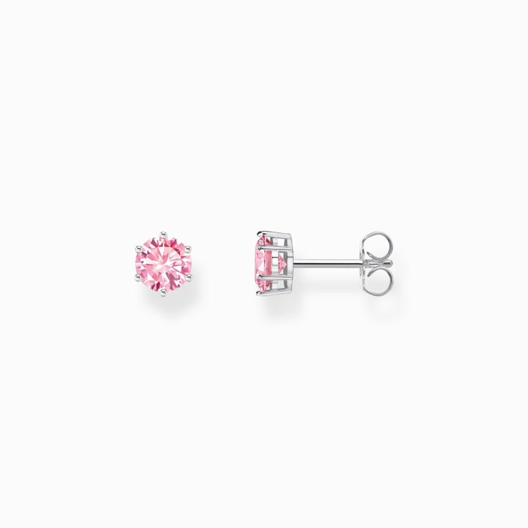 THOMAS SABO Silver Ear Studs with Pink Stones in Brilliant Cut