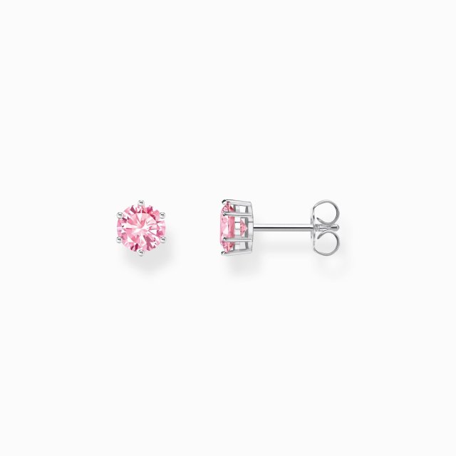 THOMAS SABO Silver Ear Studs with Pink Stones in Brilliant Cut