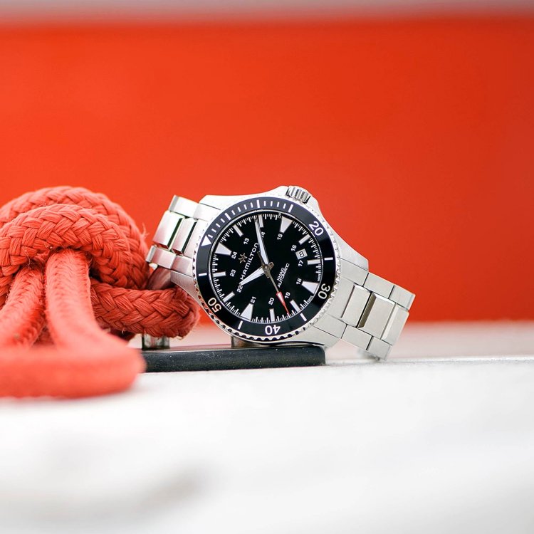 HAMILTON Khaki Navy Scuba Auto Stainless Steel Bracelet