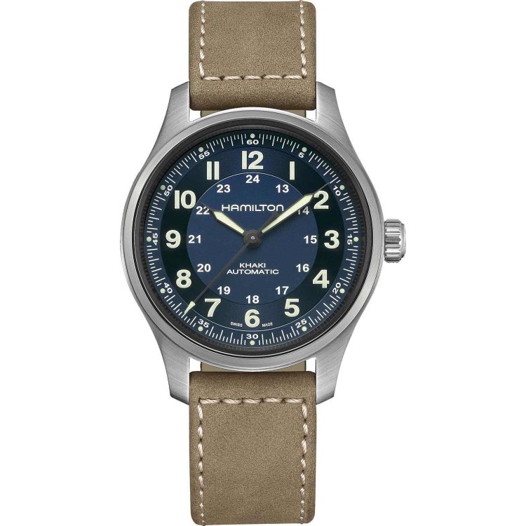 HAMILTON Khaki Field Titanium Auto Brown Leather Strap