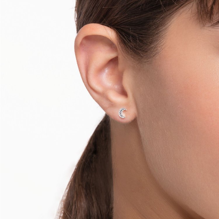 THOMAS SABO Silver Single Ear Stud Moon Pave