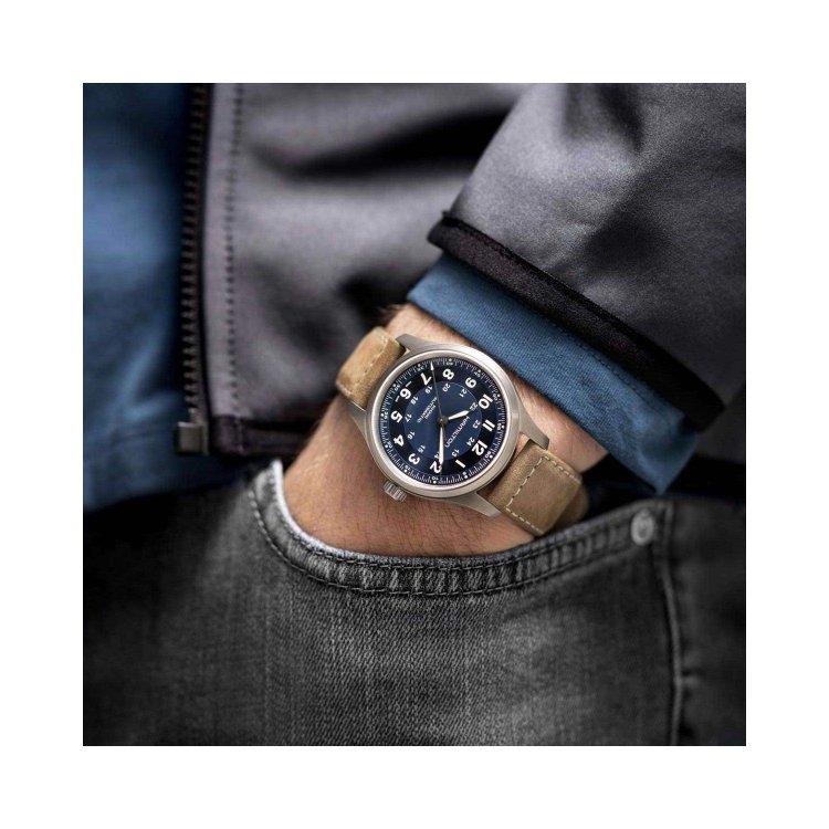 HAMILTON Khaki Field Titanium Auto Brown Leather Strap