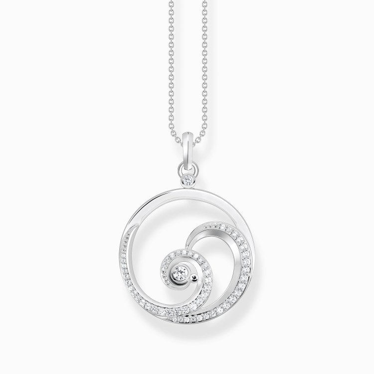 THOMAS SABO Silver Necklace Wave with White Stones