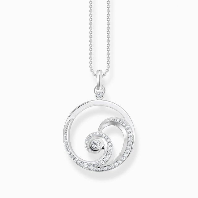 THOMAS SABO Silver Necklace Wave with White Stones