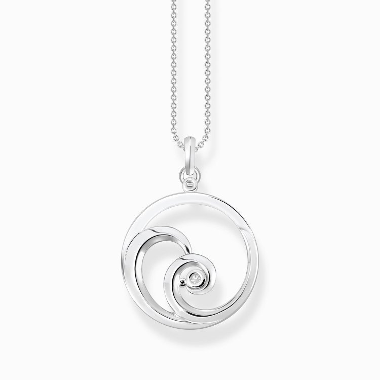 THOMAS SABO Silver Necklace Wave with White Stones