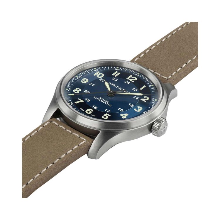 HAMILTON Khaki Field Titanium Auto Brown Leather Strap