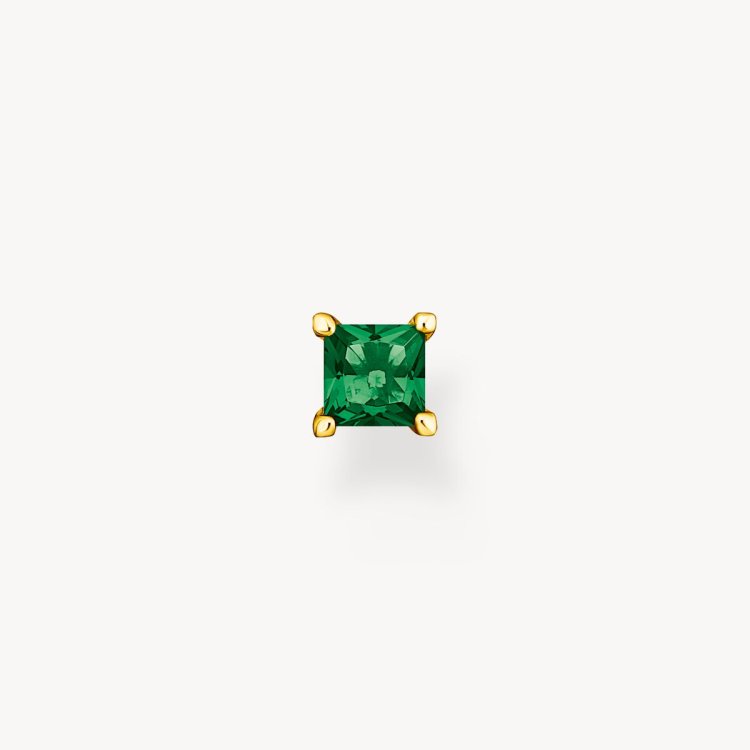 THOMAS SABO Single Ear Stud with Green Stone Gold