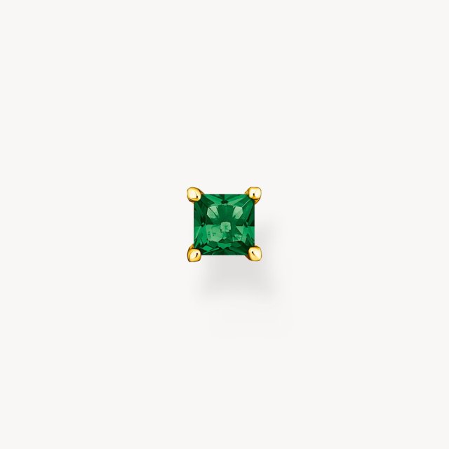 THOMAS SABO Single Ear Stud with Green Stone Gold