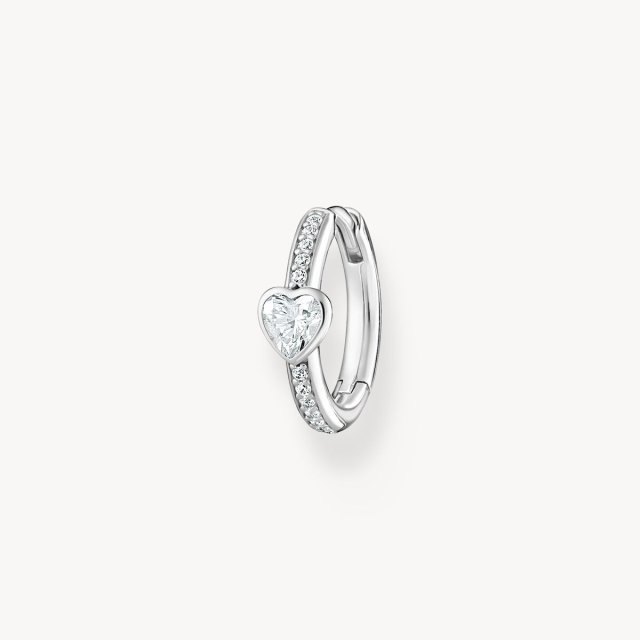 THOMAS SABO Single Hoop Earring with Heart and White Stones Silver