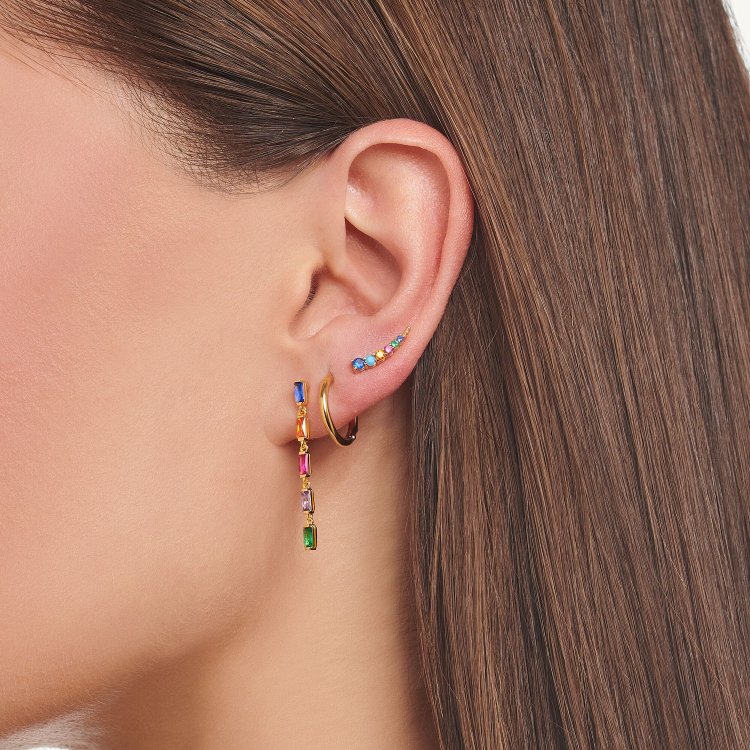 THOMAS SABO Silver Single Earring Colourful Stones Gold