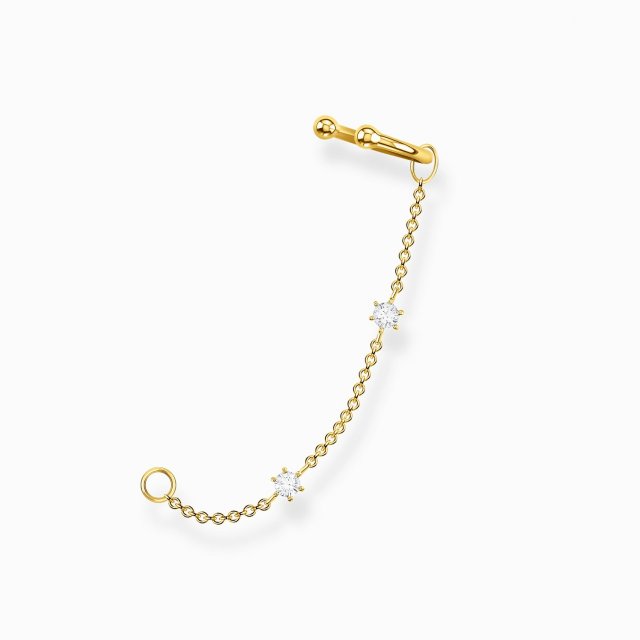 THOMAS SABO Silver Single Ear Cuff White Stones Gold