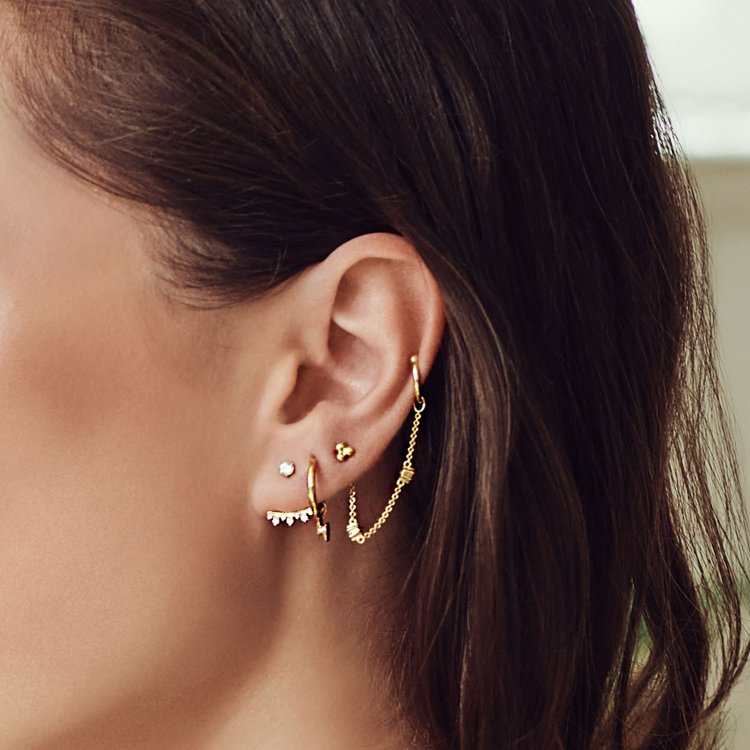 THOMAS SABO Silver Single Ear Cuff White Stones Gold