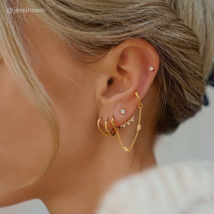 THOMAS SABO Silver Single Ear Cuff White Stones Gold