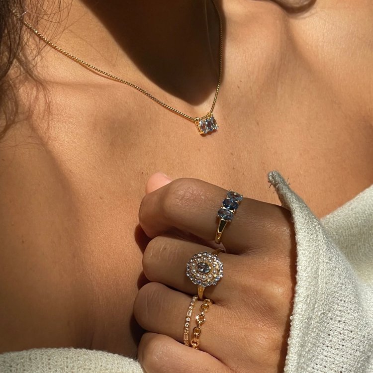 24KAE Necklace with Colored Stones