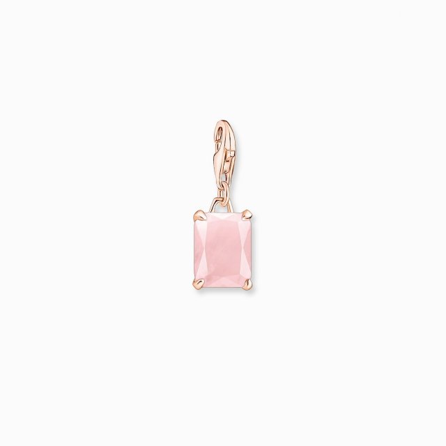 THOMAS SABO Silver Rose Gold Charm Pendant Pink Stone