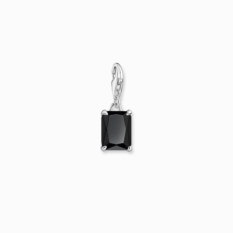 THOMAS SABO Silver Charm Pendant Large Black Stone