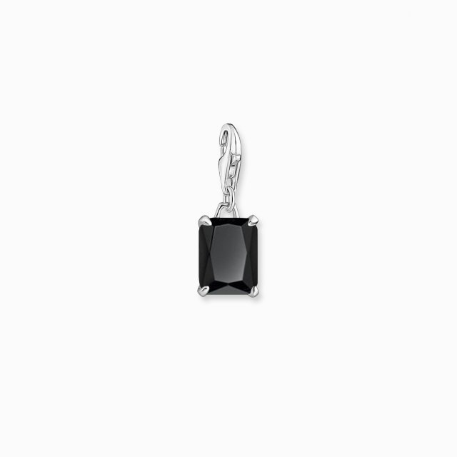 THOMAS SABO Silver Charm Pendant Large Black Stone