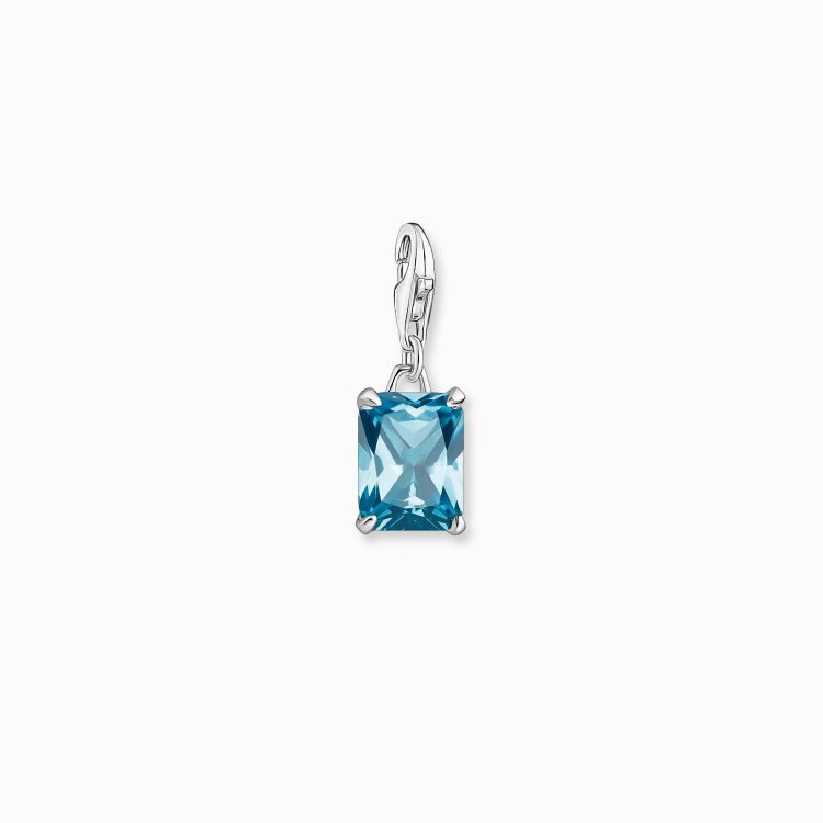 THOMAS SABO Silver Charm Pendant Large Blue Stone