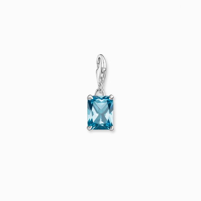 THOMAS SABO Silver Charm Pendant Large Blue Stone