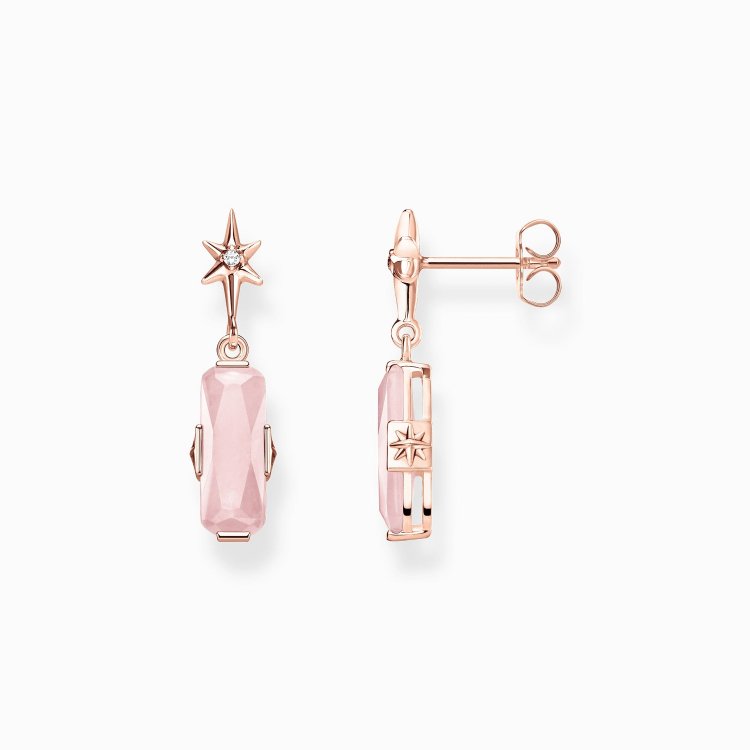 THOMAS SABO Silver Ear Studs Pink Stone with Star