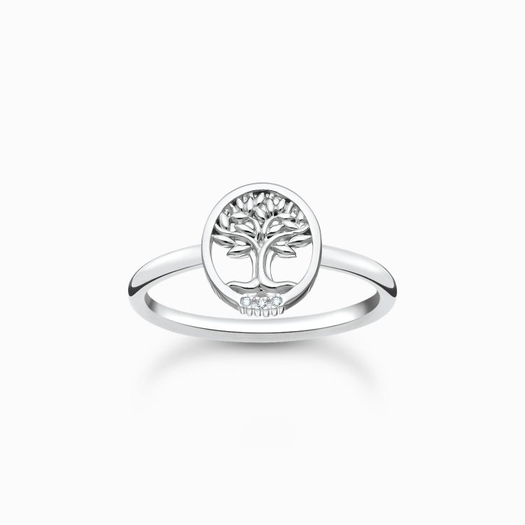 THOMAS SABO Silver Ring Tree of Love with White Stones