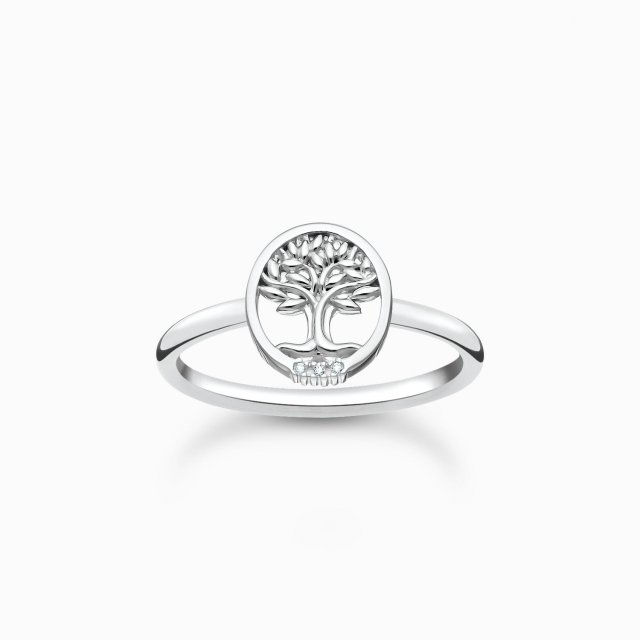 THOMAS SABO Silver Ring Tree of Love with White Stones