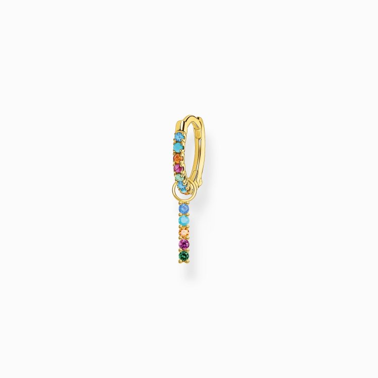 Thomas Sabo Silver Single Hoop Earring with Coloured Tones and Pendant Gold