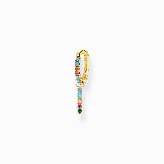 Thomas Sabo Silver Single Hoop Earring with Coloured Tones and Pendant Gold