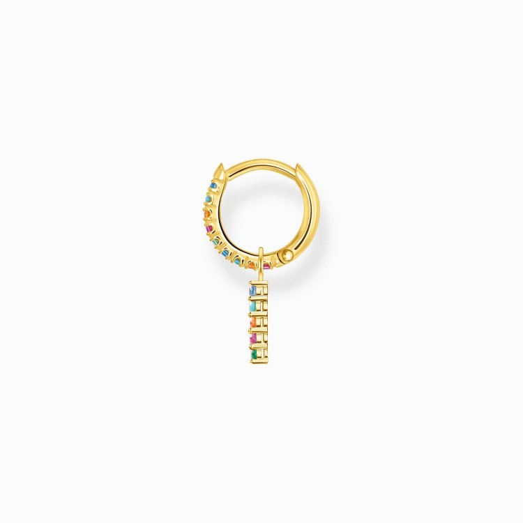 Thomas Sabo Silver Single Hoop Earring with Coloured Tones and Pendant Gold