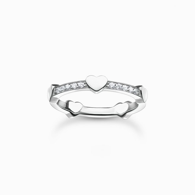 THOMAS SABO Silver Ring Pavé with Hearts