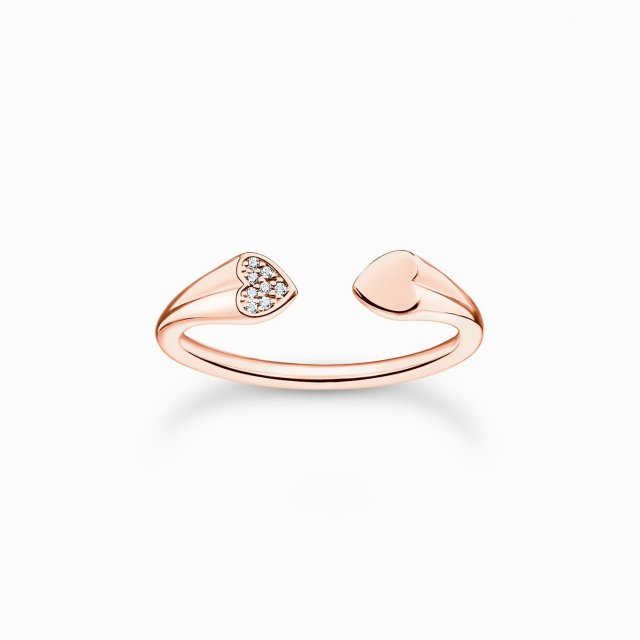 THOMAS SABO Silver Ring with Hearts Rose Gold