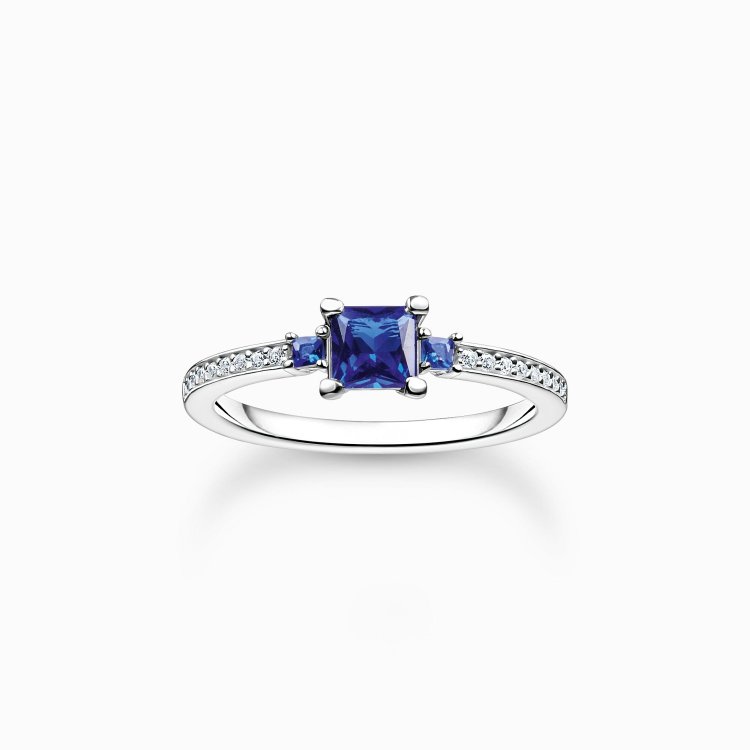THOMAS SABO Silver Ring with Blue and White Stones