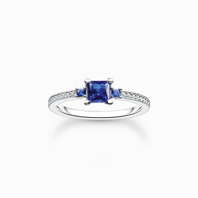 THOMAS SABO Silver Ring with Blue and White Stones